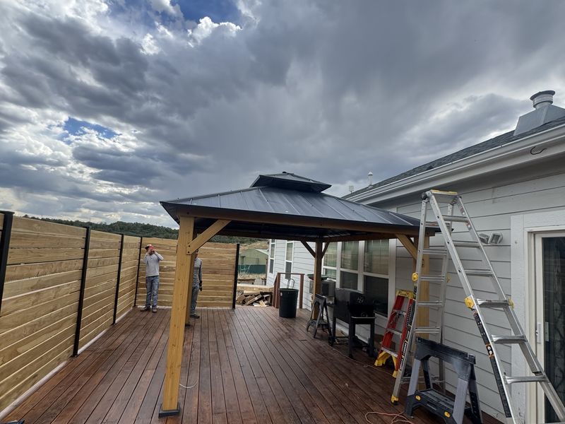 Finished timber pergola covering an outdoor patio space